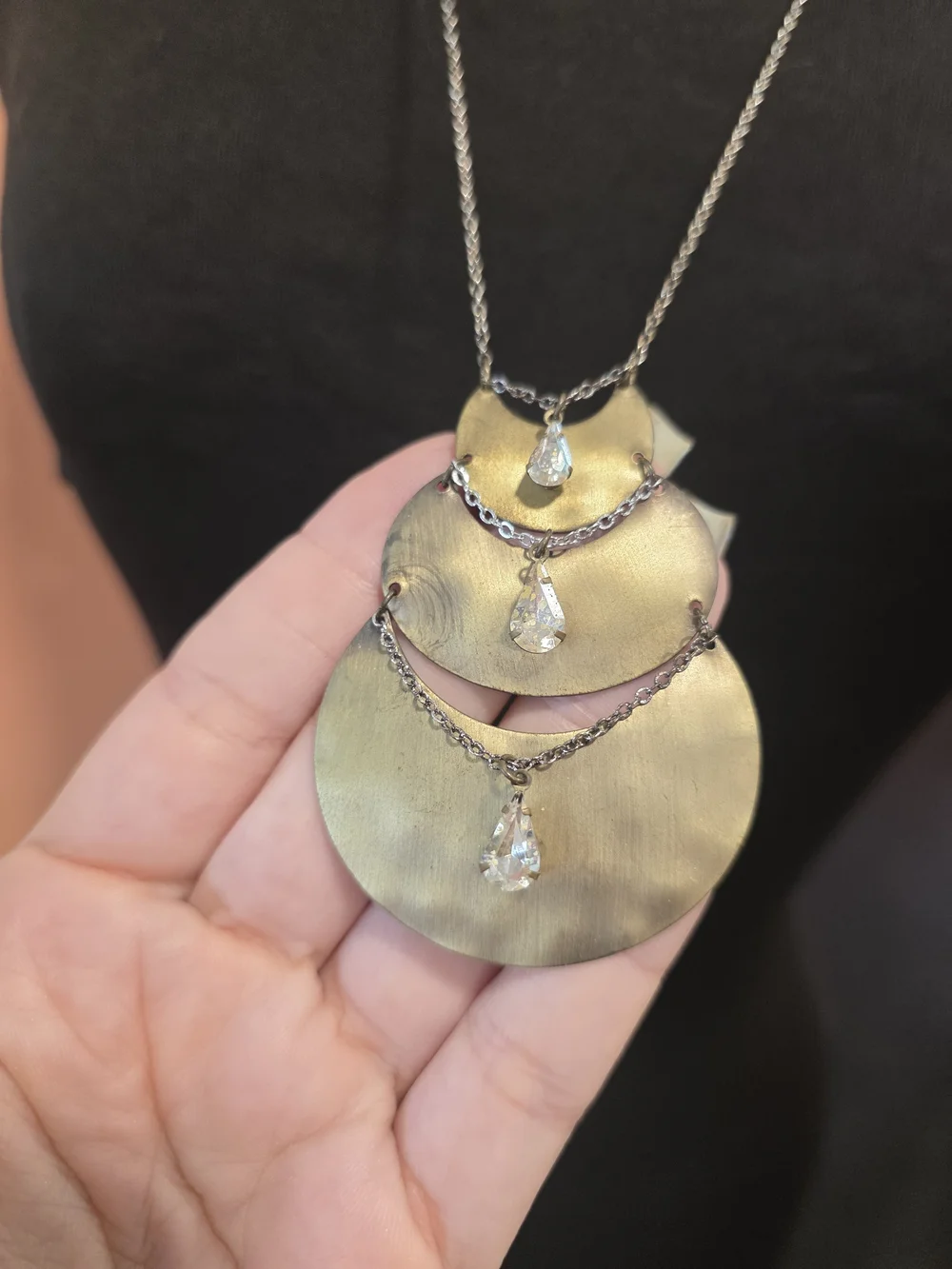 Anthropologie X Jill Schwartz Gold  Layered Crescent Pendant Necklace